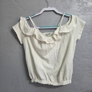 Green Envelope Los Angeles Woman's White Open Shoulder Top size M